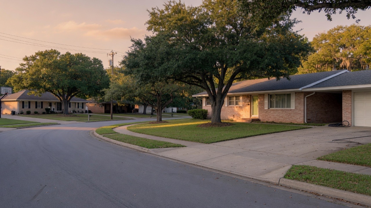 Ordinary North Dallas houses on a quiet street — foreclosure cleanouts should look like any other junk job from the curb